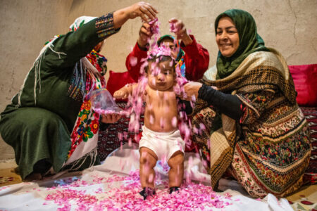 هم‌آغوشی نوزادان ۱۸ استان با گلبرگ‌های محمدی